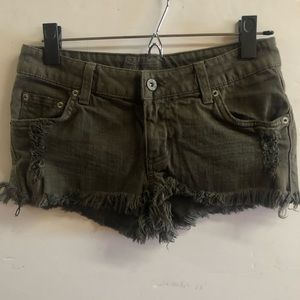 Carmar denim cutoffs distressed shorts olivegreen